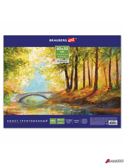 Холст на картоне BRAUBERG ART CLASSIC, 40×50 см, грунтованный, 100% хлопок, мелкое зерно.      190622