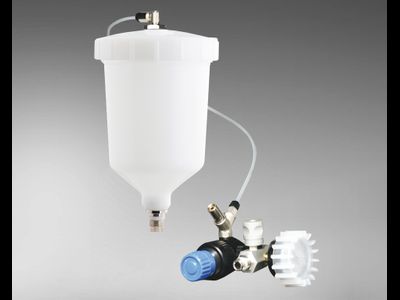 Верхний бачок для нанесения ЛКМ высокой вязкости с регулятором давления и манометром (для краскопуль