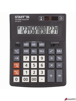 Калькулятор настольный STAFF PLUS STF-333 (200×154 мм), 14 разрядов, двойное питание. 250416