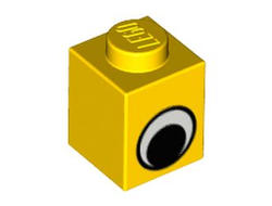 Brick 1 x 1 with Eye Simple Black and White Pattern, Yellow (3005pe1 / 82357)