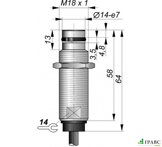 Датчик индуктивный бесконтактный ИД11-NO-PNP-35 (12X18H10T)