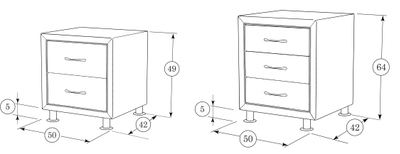 Прикроватная тумба MyCloud Ренессанс, со стеклом, из мебельной ткани, два ящика