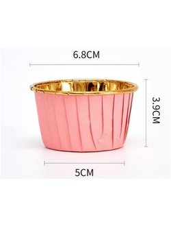 Форма бумажная/капсула для капкейков (50 шт., розовые/золото), 50*40мм