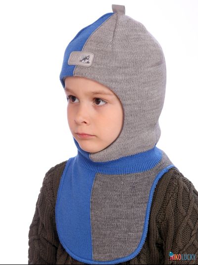 Шапка-шлем  21101-03, цвет ярко-синий,серый р. 52-54