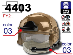 Шлем с рацией и креплением для прибора ночного видения (темный-тановый)
