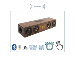 Bluetooth колонка СТЕРЕО, с информатором времени/будильник, радио FM, с аккумулятором для использования в помещении