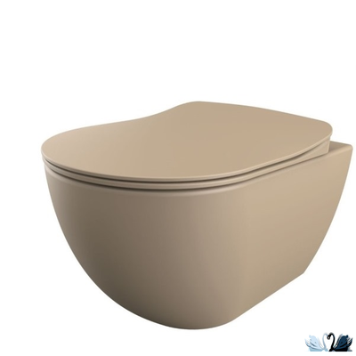 Чаша унитаза Creavit Free Cappucino FE322-11CM00E-0000, подвесная безободковая, бежевая, круглая форма, скрытый крепеж