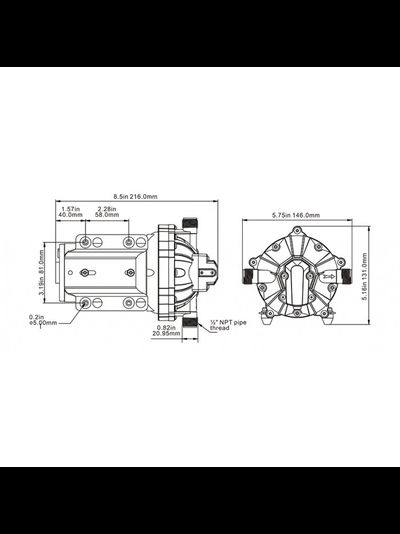 Пятикамерный мембранный насос 51 SERIES 15 л/мин, 12В