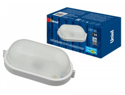 Светильник накладной Uniel банник влагозащит. IP54 100W E27 овал белый, алюм/стекло UWL-O01 100W/E27 IP54 WHITE