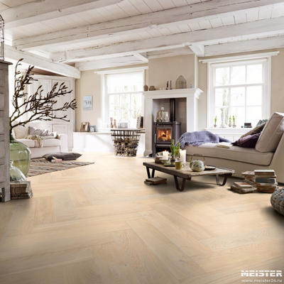 Паркетная доска PS 500 Meister Дуб гармония Жемчужный 8816 в интерьере