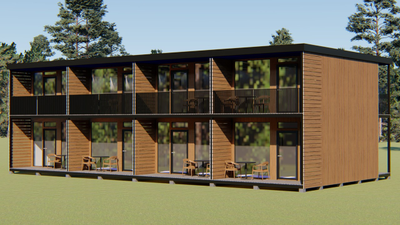 Модульный двухэтажной отель 8 номеров, 208 м2