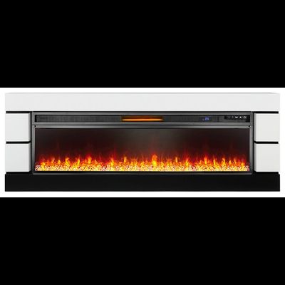 Линейный электрокамин Modern белый с черным с очагом Vision 60 LED