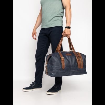 Кожаная дорожная сумка Campora Premium dark blue (арт. 
4019-54)