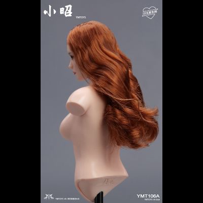 Женская голова (скульпт) с длинными рыжими волосами и подвижными глазами - 1/6 scale Asian Female Head Sculpt with Movable Eyes (YMT106C) - YMTOYS
