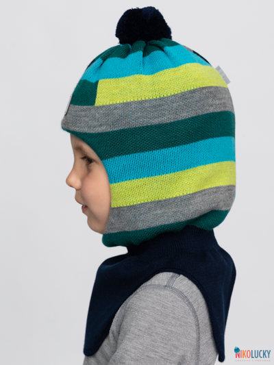 Шапка-шлем  20101-02 темно-синий,бирюзовый,изумрудный р. 54-56