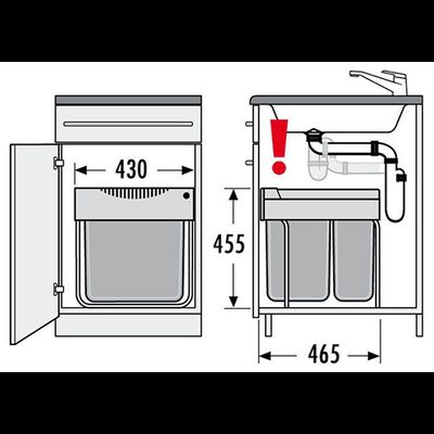 Встраиваемое ведро для мусора 49л Easy-Cargo Hailo 3668-50