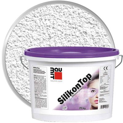 Штукатурка декоративная силикатная BAUMIT SilikonTop Белая база Шуба 2 мм 25 кг