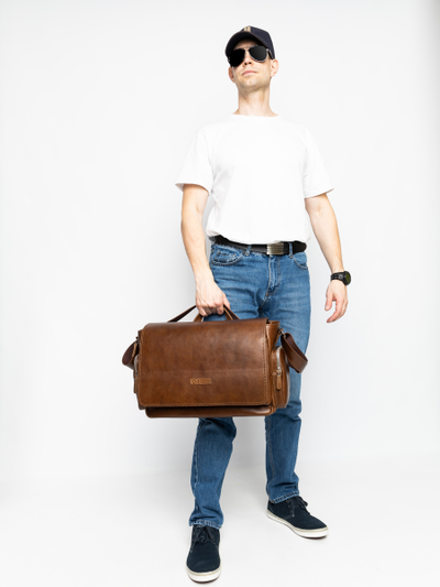 Кожаная мужская сумка Toara Premium brown (арт. 5058-63)