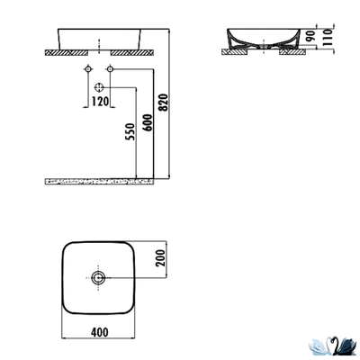 Раковина Creavit Ultra UL040-00CB00E-0000 40 х 40 см на столешницу, глянец белоснежного цвета