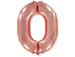 Фольгированная цифра 0, 100 см, розовое золото  В НАЛИЧИИ