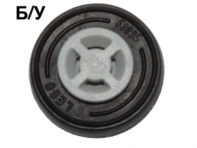 ! Б/У - Wheel 8mm D. x 6mm with Slot with Black Tire 14mm D. x 4mm Smooth Small Single with Number Embossed on Side 34337 / 59895, Light Bluish Gray (34337c01) - Б/У