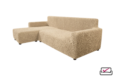 Чехол на угловой диван с левым выступом Микрофибра Капучино. ЗАЩИТА ДЛЯ МЯГКОЙ МЕБЕЛИ ОТ ЖИВОТНЫХ. ИТАЛИЯ