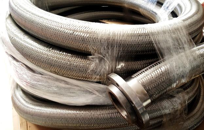 Металлорукав РВД рукав высокого давления из нержавеющей стали с фланцами.