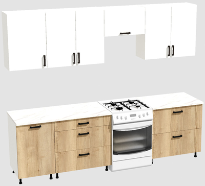 Кухня Эконом 2,1 метра (1300х800) Цвет: Белый/Дуб Вотан