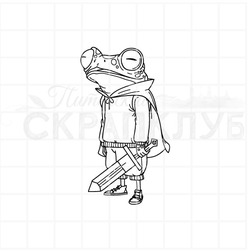 Штамп лягушка с мечом в руке