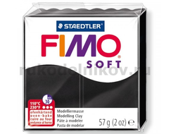 полимерная глина Fimo soft, цвет-black 8020-9 (черный), вес-57 гр