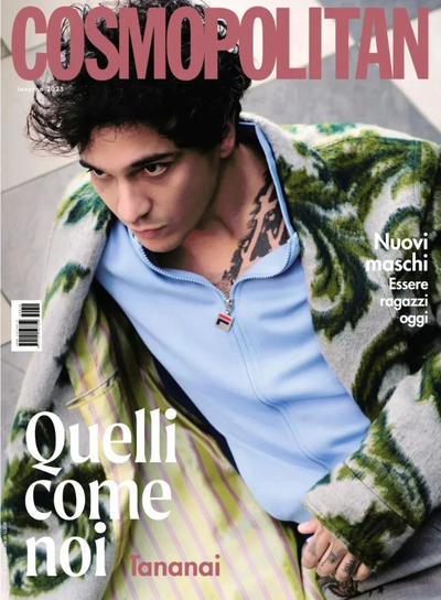 Cosmopolitan Italy Magazine Winter 2026 Tananai Cover + Красный лак для ногтей