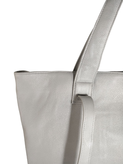 (АРТИКУЛ: 9919/1/8) СУМКА ЖЕНСКАЯ БОЛЬШАЯ, НАТУРАЛЬНАЯ КОЖА, СВЕТЛО-СЕРАЯ, ЧЕТЫРЕ РУЧКИ