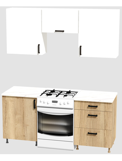 Кухня эконом 1,2 метра (600х600) Цвет: Белый/Дуб Вотан
