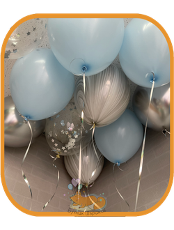 10 ШАРИКОВ ГОЛУБОГО, ЧЁРНОГО АГАТА, СЕРЕБРЯНОГО ХРОМ И КОНФЕТТИ