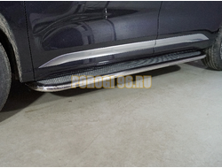 Пороги с площадкой (нерж. лист) 75х42 мм ТСС для Exeed VX 2023-