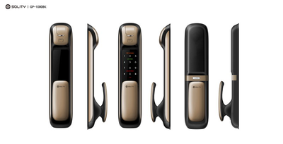 Врезной электронный дверной замок Solity GSP-1000BK GOLD с отпечатком пальца