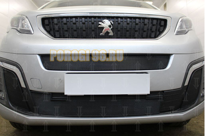 Защита радиатора Peugeot Traveller 2017- (2 части) середина+низ black