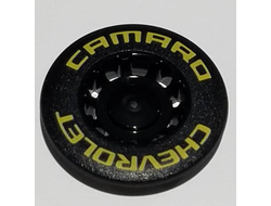 Wheel Cover 10 Spoke Recessed with Yellow 'CHEVROLET CAMARO' Pattern, Black (49098pb01 / 6253654)