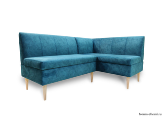 Кухонный Угловой диван "Форум-8Б" Стандартный Велюр, Синий, правый