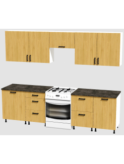 Кухня Эконом 2,1 метра (600х450х600х450) Цвет: Дуб Сонома/Дуб Сонома