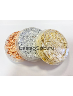 Поталь в хлопьях Набор "Золото, Серебро и Медь", 70 мл х 3 шт