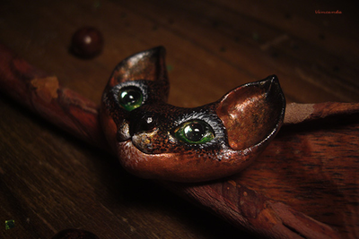 Необычная брошь с котом "Осенний Уголёк"