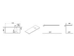 Столешница стеклянная, Vitra Origin, 120 см, правосторонняя, белая, 65731