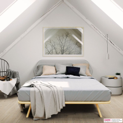 Декор ламината Haro Tritty 200 Aqua Дуб Контура каменно-серый 540239 в интерьере комнаты