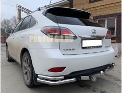 Защита заднего бампера уголки двойные d60/42 для Lexus RX270/RX350/RX450h (2009-2015)