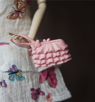 Нежно-розовая сумочка-клатч в оборках. (1197)
