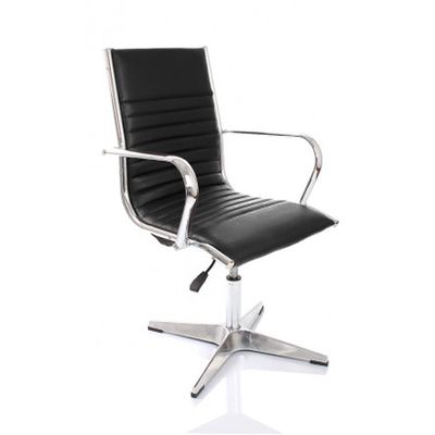 Кресло TEAM Vi base, п/л хром, пиастра, г/лифт усил., АD-5, CR, экокожа, черный