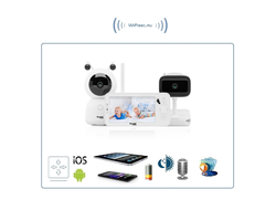 Видеоняня Ramili Baby RV100VRC400C, монитор и 1 поворотная и 1 фиксированная видеокамера, двухрежимная видеоняня, с DVR. HD