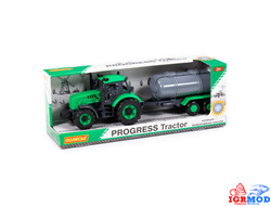 Трактор &quot;Прогресс&quot; с прицепом-цистерной инерционный (зеленый) в кор. арт.91567