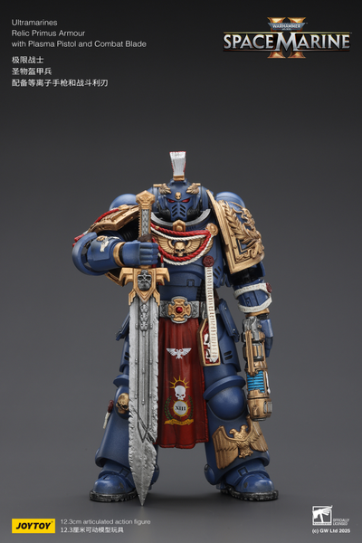 Ультрамарин в реликтовой броне (Warhammer 40K) - КОЛЛЕКЦИОННАЯ ФИГУРКА 1/18 Ultramarines Relic Primus Armor with Plasma Pistol and Combat Blade (JT02816) - JOYTOY